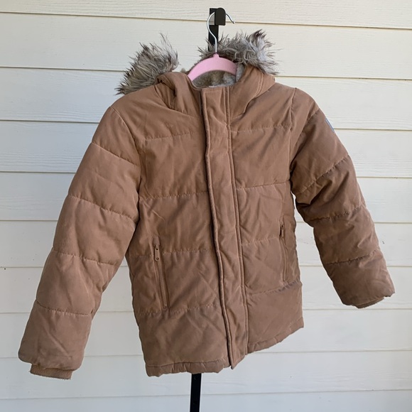 Abercrombie n fitch faux Sherpa lined coat puffer fullzip hood jacket 7/8 - Picture 8 of 8